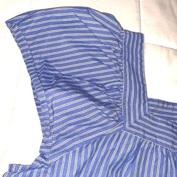 Gap Blue & White Striped Button-Up Blouse Medium 100% Cotton Made In Indonesia - Picture 6 of 12